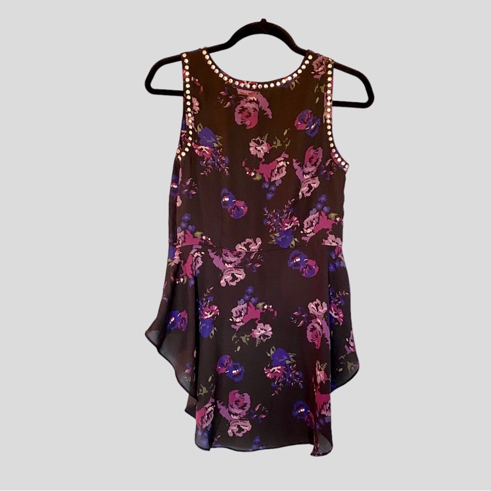Jean Airoldi Black Floral Sleeveless Top